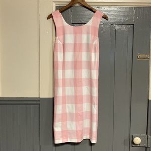 NWT Crown & Ivy Hello Spring Pink & White Plaid Cross Back Cotton Midi Dress